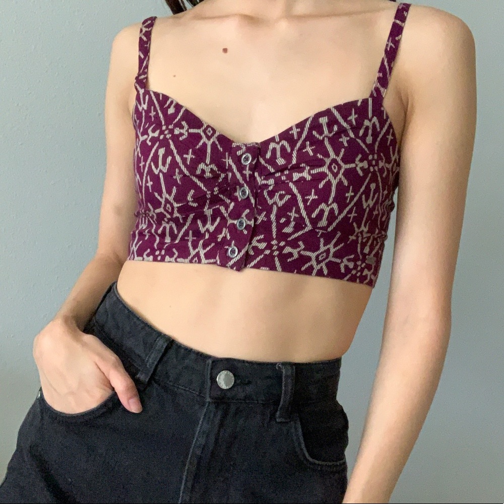 Roxy Plum Patterned Bralette/Crop Top